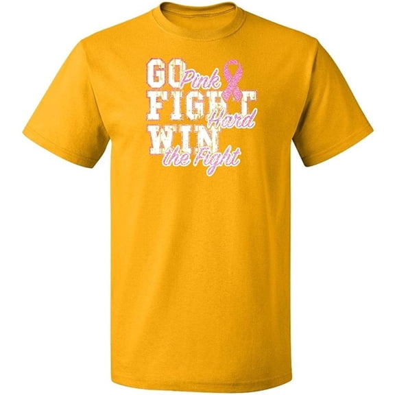 P&B Go Pink Fight Hard Win The Fight Men's T-Shirt, 2XL, Gold