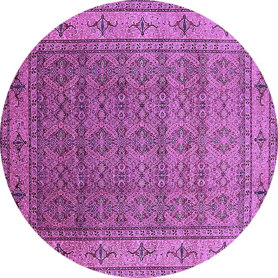Ahgly Company Indoor Round Oriental Purple Industrial Area Rugs, 4' Round