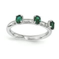 thumbnail image 4 of Created Emerald Sterling Silver Three-Stone Ring, 4 of 8