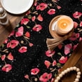 thumbnail image 3 of Red Poppy Table Runner 72 Inches, Spring Summer Flowers Botanical Black Bed Runner Dresser Scarves Tabletop for Indoor Outdoor Parties/Ceremony/Banquet, 14" x 72", 3 of 9