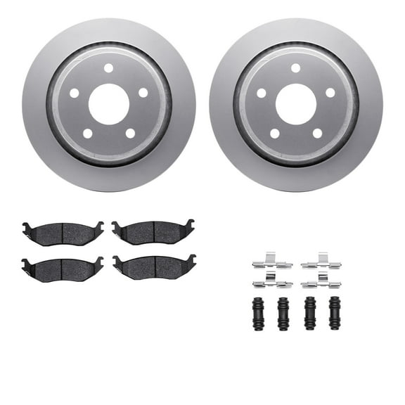 Dynamic Friction Company Rear Geospec Brake Rotors with 5000 Advanced Brake Pads includes Hardware 4512-40132