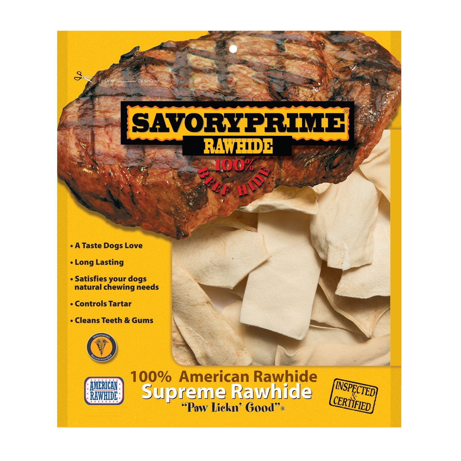 Savory Prime 2" X 6" 1 Lb Natural American Rawhide Chips
