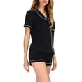 thumbnail image 5 of Franhais Women Pajama Set, Short Sleeve Button Closure Shirt with Shorts Daily Sleepwear Loungewear, 5 of 7