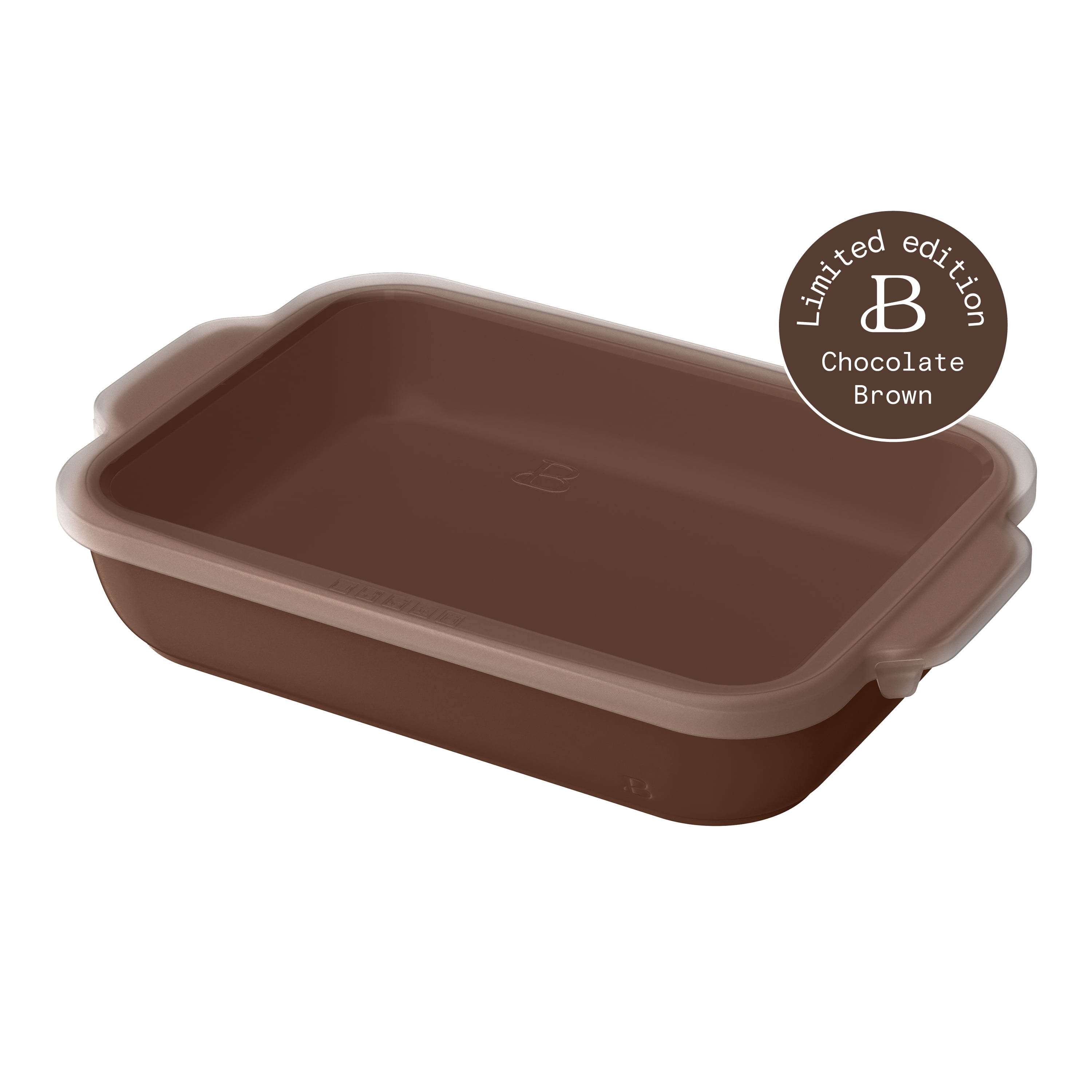 Beautiful 9”x 13” Stoneware Baker with Plastic Lid, Chocolate by Drew Barrymore