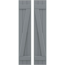 Ekena Millwork 10 1/2"W x 67"H Americraft Three Board (2 Batten) Exterior Real Wood Joined Board-n-Batten Shutters w/ Z-Bar (Per Pair), Ocean Swell