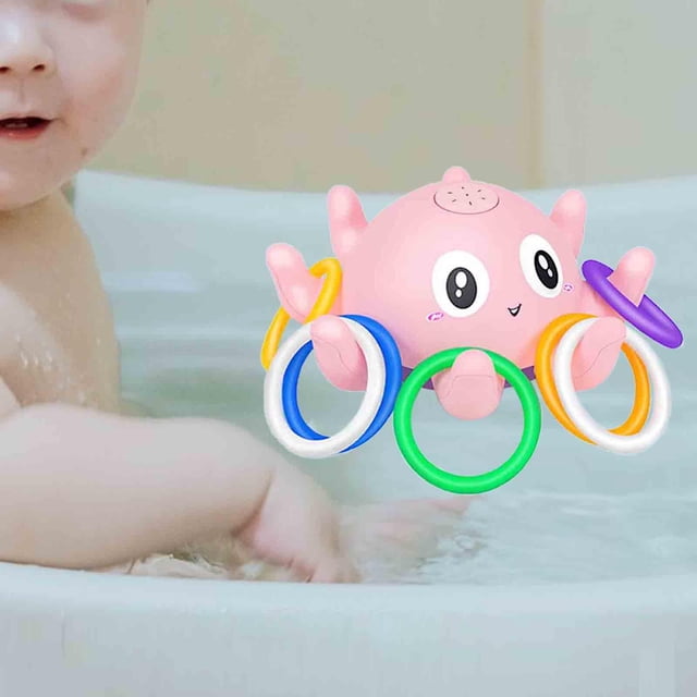 Pulpo Juguetes de Baño para Bebé, Novedad, Juguete de Piscina, Regalos de Cumpleaños Portátiles, Juguete de de Agua de Inducción, Juguete Rosa