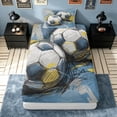 thumbnail image 2 of meiyoeat Art Soccer Graffiti Twin Sheets for Boys, Sketch Ball Bedding, Grey Blue, 3-Piece, 1 Flat Sheet, 1 Fitted Sheet and 1 Pillowcase, 2 of 5