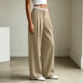 thumbnail image 4 of cocolona Womens Casual Patchwork Dress Pants Elastic Waist Straight Wide Leg Commute Yoga Pants with Pockets, 4 of 5