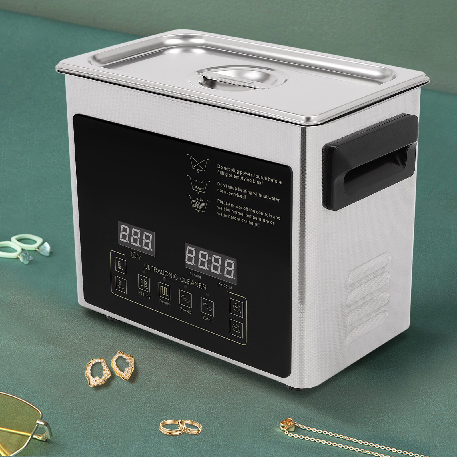 Miumaeov 3.2L Ultrasonic Jewelry Cleaner Machine with 3 Cleaning Modes Temperature Time Adjustable for Cleaning Jewelry Watch, Glasses Tableware