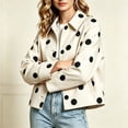 thumbnail image 6 of Lutiedan Women's Polka Dot Cropped Jacket Waterproof Button Front Collared Outerwear Casual Baggy Streetwear Jacket S-3XL, 6 of 7