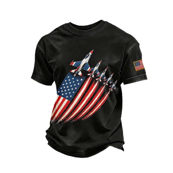 FUZHIQ America 250 Shirts for Men Usa Flag Print Fast Drying 4th Of July Shirt Minimalist 1776-2026 Crew Neck Tshirt