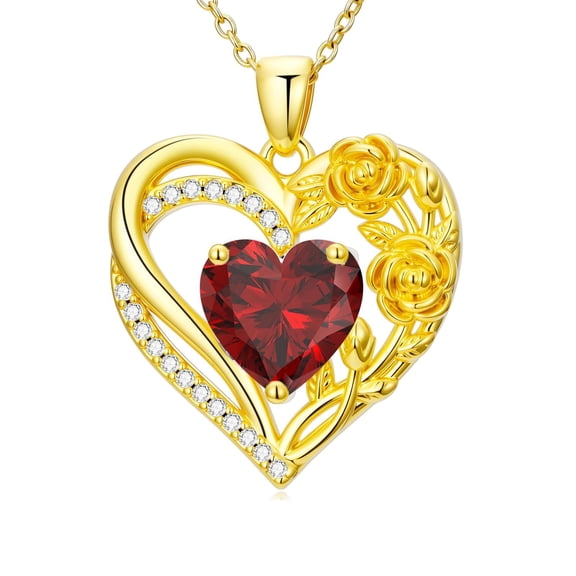 Taioiat Rose Heart Necklaces for Women 14K Gold Plated Love Heart Pendant Necklace Mothers Day Anniversary Birthday Gift for Wife Mom Her
