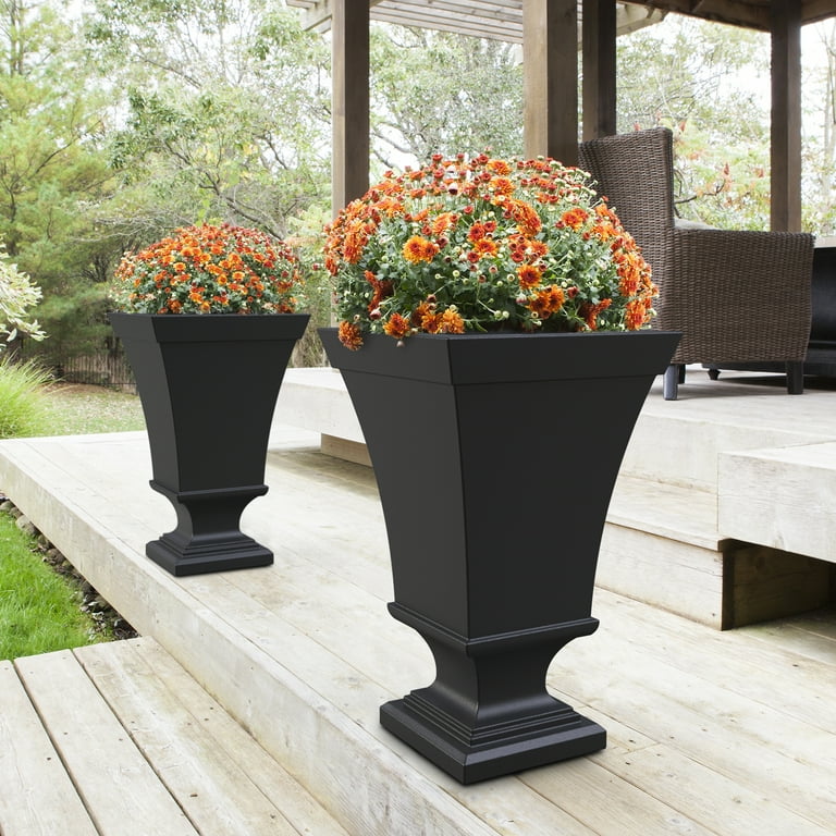 Vienna 25in Tall Urn Planter - Black (2-Pack) - Walmart.com
