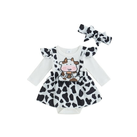 

WERNZATT Baby Girls Rompers Dress Long Sleeve Bodysuits with Headband
