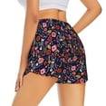 thumbnail image 2 of Uemuo Dancing Skeletons Floral Garden Pattern Women's Athletic Shorts High Waisted Running Shorts with Liner Pockets Gym Elastic Workout Shorts-XX-Large, 2 of 9