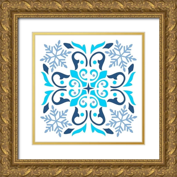 Robinson, Tamara 26x26 Gold Ornate Wood Framed with Double Matting Museum Art Print Titled - Snowflakes
