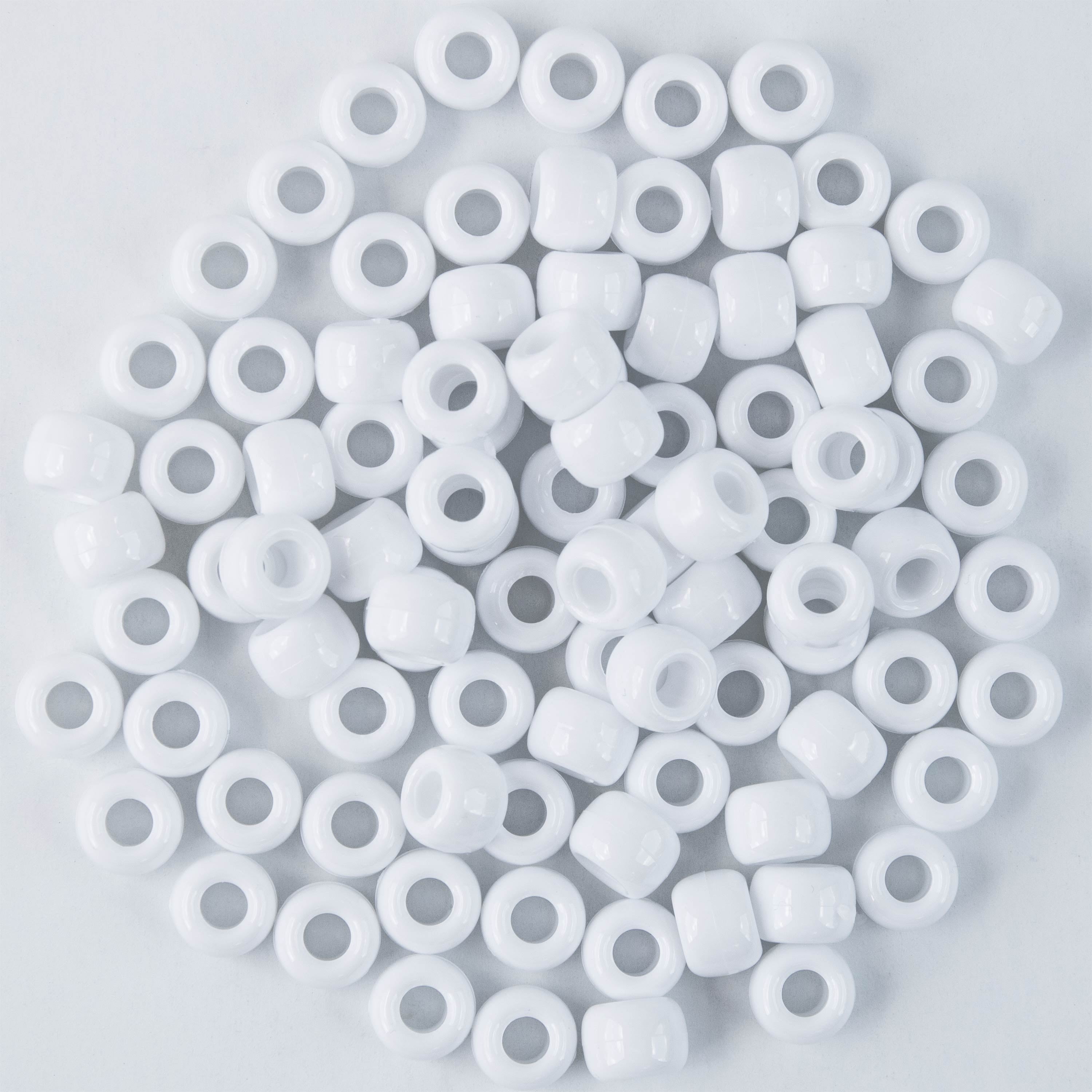 Hello Hobby Pony Bead Mix, White, 500 Pieces, Plastic Craft Beads for Jewelry Making and DIY Projects