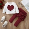thumbnail image 3 of 6 Months Infant Baby Girls Outfits 6-9 Months Infant Baby Girls Long Sleeve Heart Print Top Ruffle Pants 2PCS Fall Winter Clothes White, 3 of 8