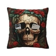 thumbnail image 2 of LNWH Human Skull Crown Cartoon Throw Pillow Covers, Square Soft Linen Decorative Pillow Cases, 18"x18", 2 of 8