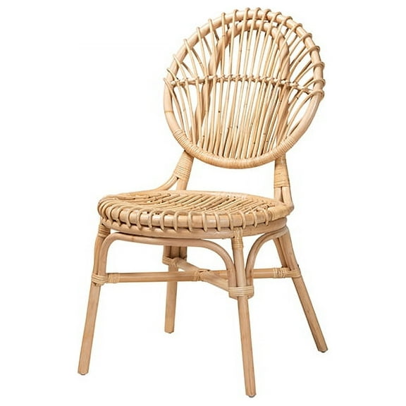 Baxton Studio Iris Modern Bohemian Natural Brown Rattan Dining Chair