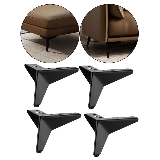4 piezas de muebles triangulares de resistencia Macarena Patas del gabinete del sofá Negro 10cm