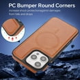 thumbnail image 6 of ShellTech for iPhone 15 Pro Max Case Magnetic Premium Leather Case Compatible with MagSafe Slim Cover Shockproof Protective Matte Back Wireless Charging,Brown, 6 of 10
