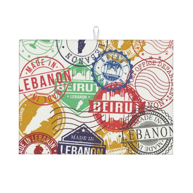Balery Travel Stamp Alfombrilla de Secado para Cocina, 18x24 Pulgadas, Súper Absorbente para Platos y Encimeras