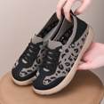 thumbnail image 2 of RDKTPXZ Women's Leopard Print Knit Slip-On Sneakers, Elastic Lace Casual Walking Shoes, 2 of 9