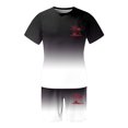 thumbnail image 4 of FUZHIQ Hawaiian Tropical Style Men's Gradient 2 Piece T-Shirt Shorts Set Island Sunset Tree Print Summer Casual Beach Vacation Loose Fit Outfit,L, 4 of 5