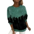 thumbnail image 2 of Dyfzdhu Sparkly Sequin Sweatshirts for Women Plus Size Pullover Trendy Casual Long Sleeve Printed Loose Crewneck Sweatshirts Green, 2 of 3