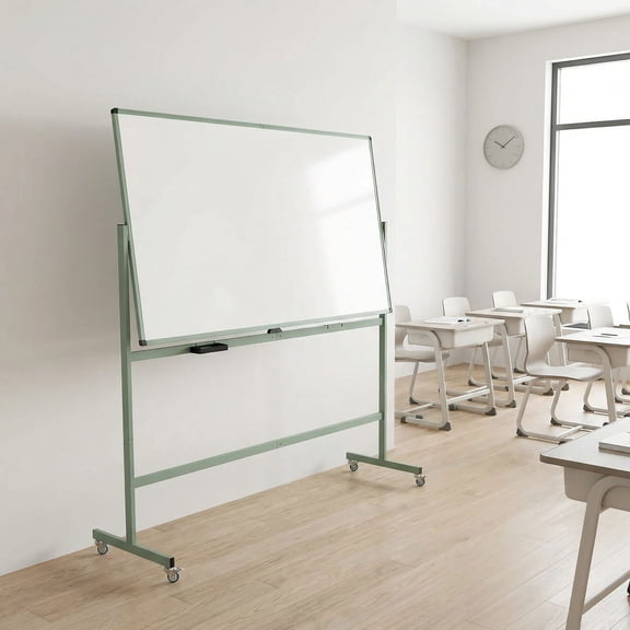 Resenkos Rolling Double-Sided Magnetic Whiteboard on Wheels with Stand, Aluminum Alloy Frame Dry Erase Board for Office Classroom, Green
