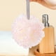 thumbnail image 5 of Puf de baño con lunares | Esponja de malla de doble capa | Estropajo de cuerpo de poliéster suave | Diseño de flores | Espuma abundante | Exfoliación suave | Colgable | 18cm x 18cm | 1 paquete, 5 of 6