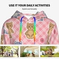 thumbnail image 6 of Hoodies for Women - Cute bear pink checkered Comfrt Colour Drawstring Women'S Fashion Hoodies & Sweatshirts, Fall Outfits Clothes for Women 2024 Pullover with Kangaroo Pocket, 6 of 7