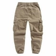 thumbnail image 4 of YaoYar Men Cargo Pants Elastic Waist with Multi Pocket Fashion Solid Color Casual Outdoor Sports Bind The Feet Pants, 4 of 5