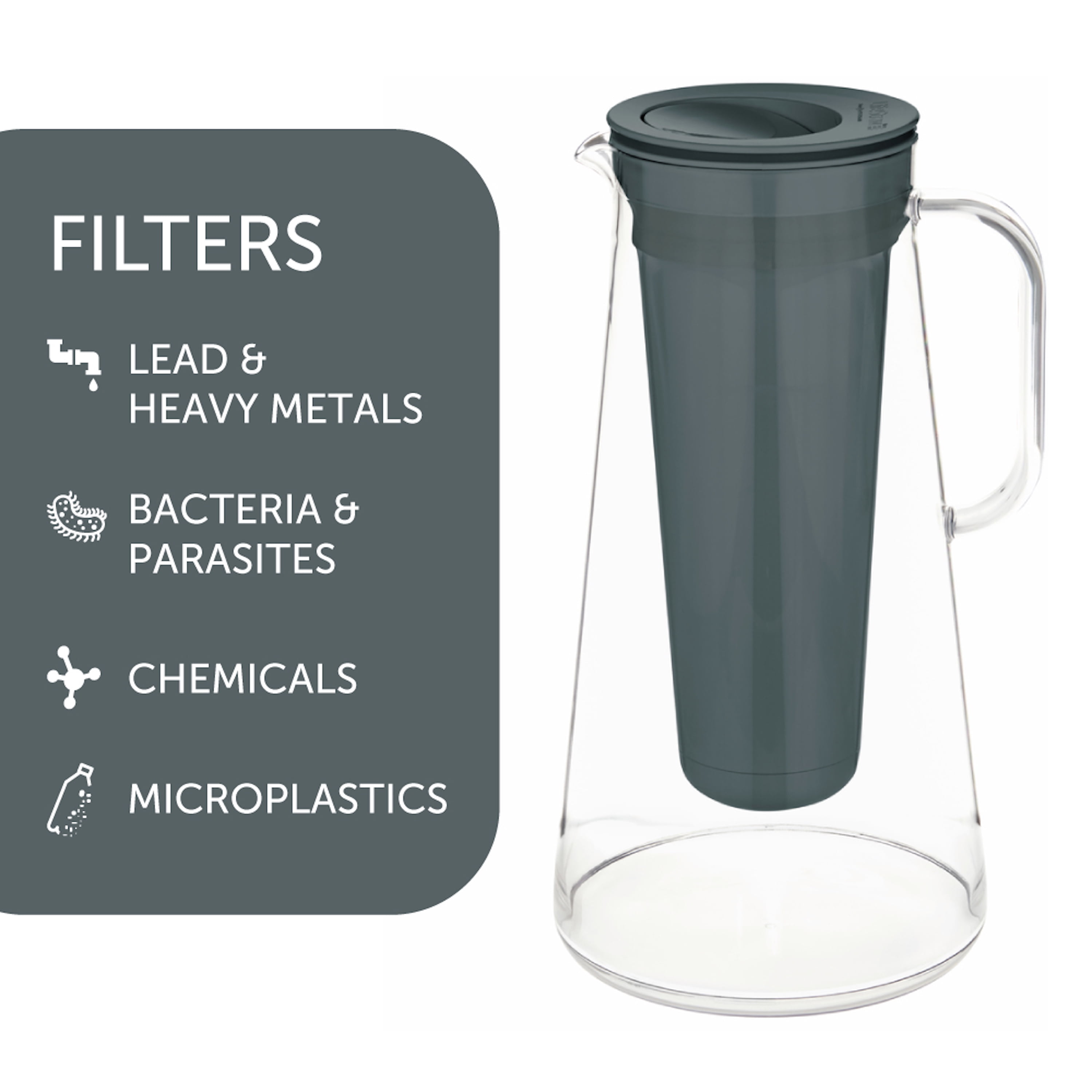 LifeStraw Home Water Filter Pitcher 10Cup, Gray