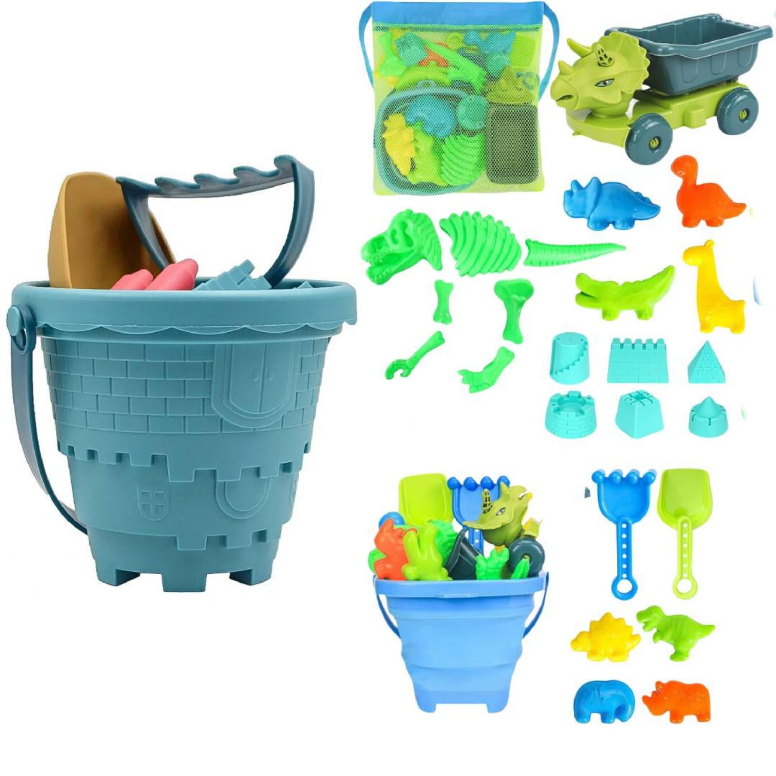 Top Race 6-Pack Colorful Beach Pails and Shovels Inches