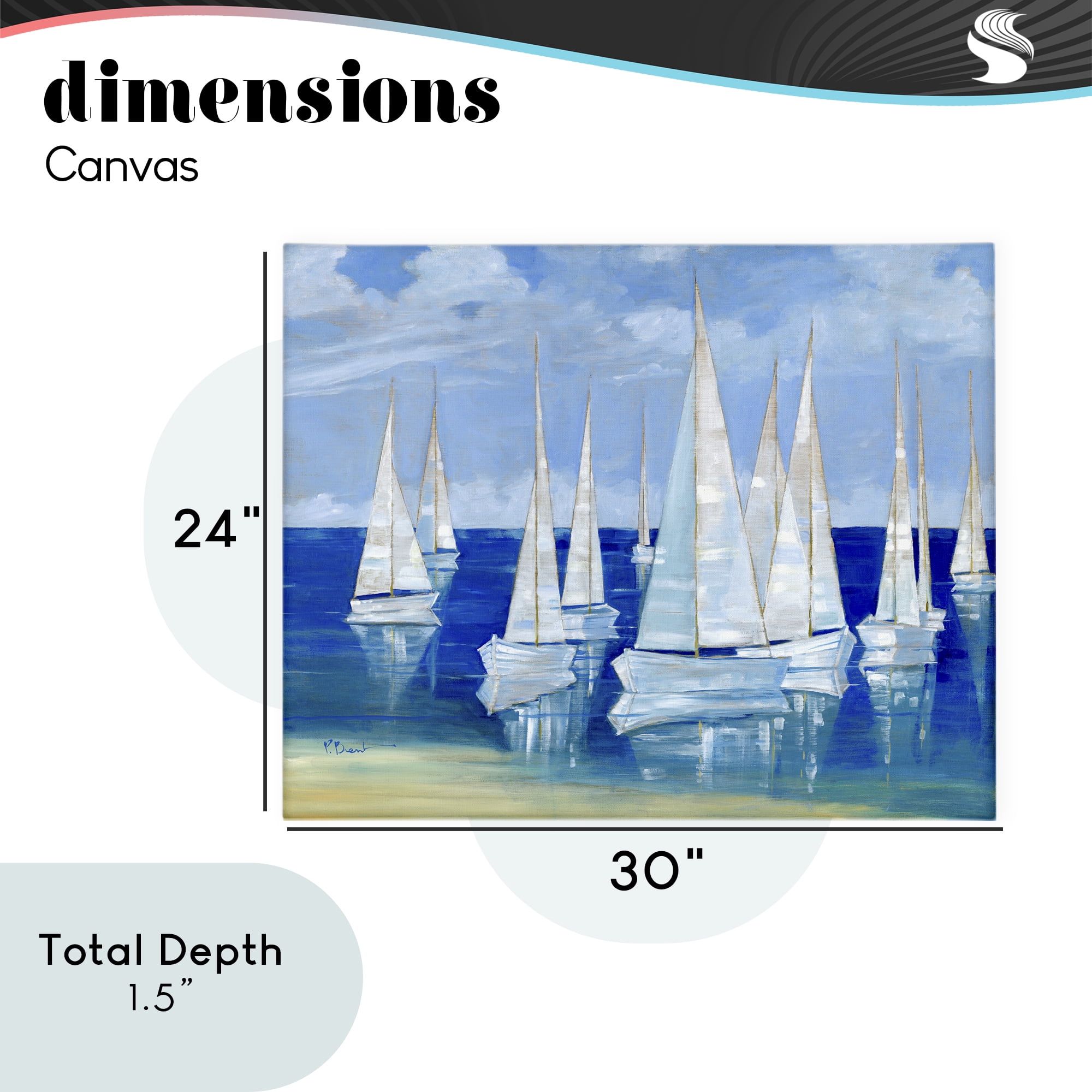 Stupell Industries Blanco Beach Sailboats Canvas Wall Art, design by Paul Brent