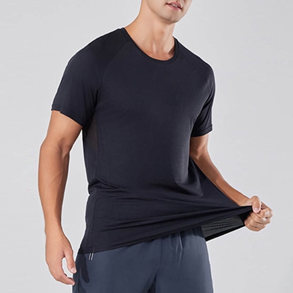 Men's Dry Fit T Shirts Short Sleeve Crewneck Tops Breathable Cooling Comfort Casual Tee for Gym Workout Summer Everyday Shits