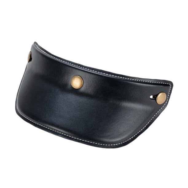 Accesorios para visera de casco, pieza de repuesto, protector de parasol, tapa de cuero con 3 broches Negro