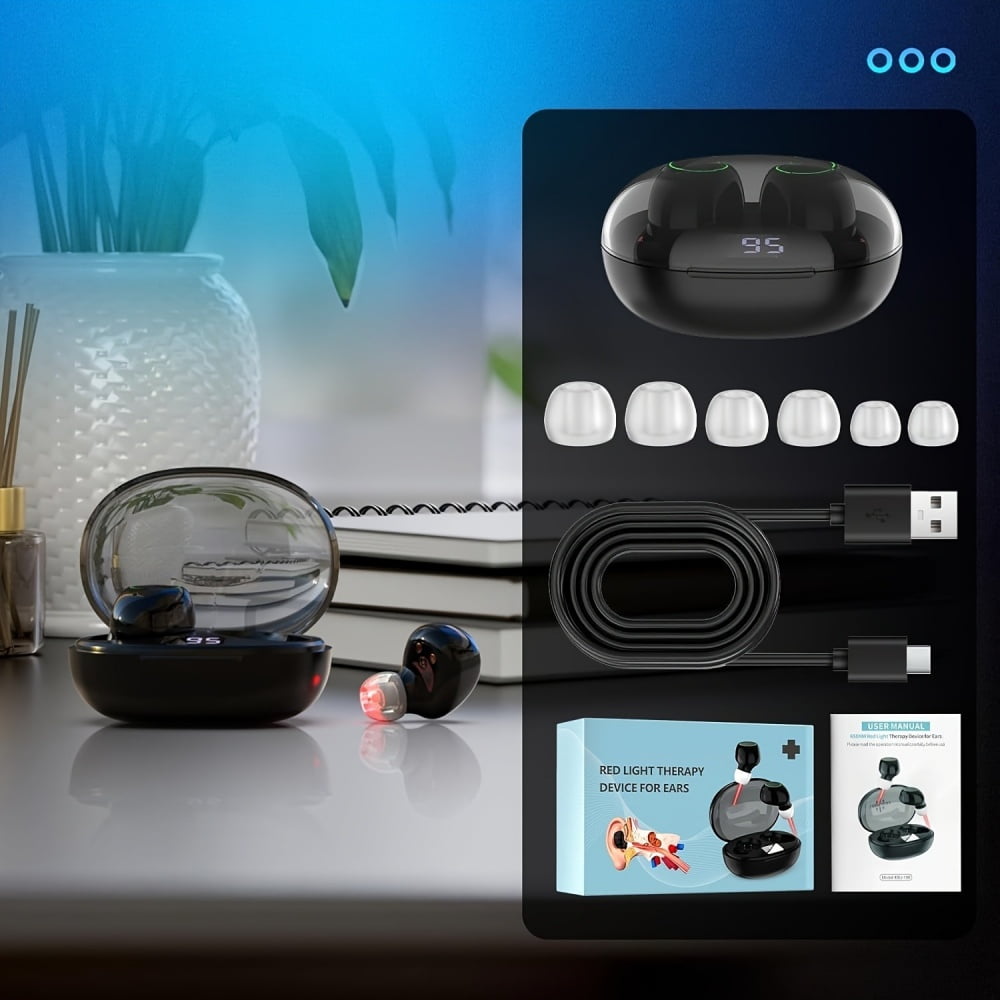 Laselocks Wireless Ear Red Light Device - Compact Charging Case Design, Easy to Use, Perfect for Home, Office, and Travel