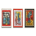 thumbnail image 2 of Designart "Retro Stamp Tribute to Keith Vintage Homage V" Transitional Framed Wall Art Set Of 3 - Red Abstract Transitional Frame Gallery Wall Set For Home Decor, 2 of 6