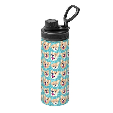 

Ocsxa Cute Corgi Head Print 18oz Stainless Steel Water Bottle Unisex Water Bottle Insulated Sports Water Cup Flask for Cold Water Drinks/Sports/Travel/Car/School