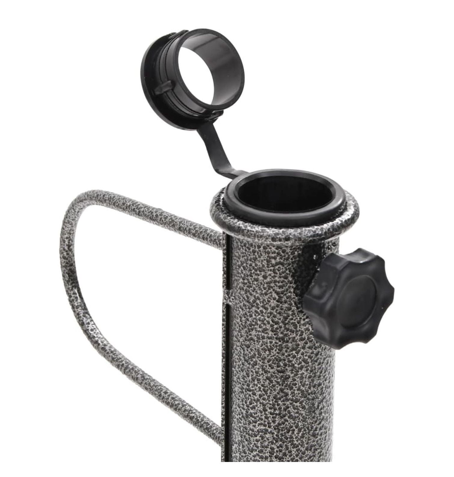 Parasol Stand Black - Galvanized Steel Outdoor Umbrella Base - Compact Cylinder Design - Adjustable Armrests - Patio & Garden Accessory