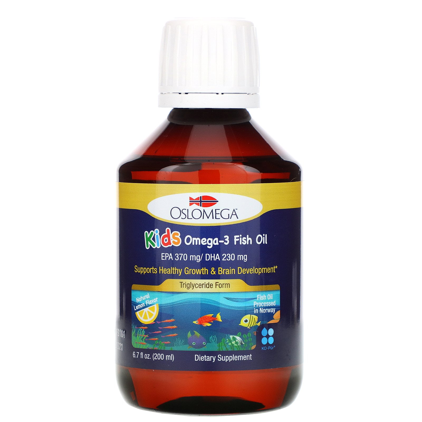 Oslomega Norwegian Kids Omega-3 Fish Oil, Natural Lemon Flavor, 6.7 fl ...