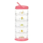 Innobaby Packin' Smart Stackable and Portable Storage System for Formula, Baby Snacks and more. 5 Stackable Cups in Strawberry Sorbet. BPA Free.