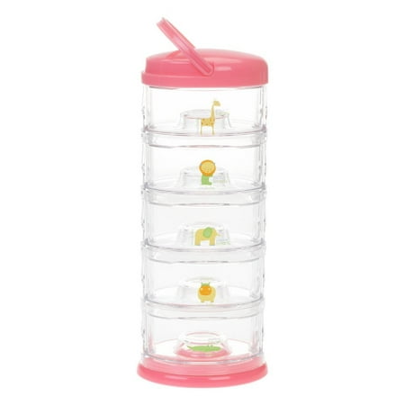 Innobaby Packin' Smart Stackable and Portable Storage System for Formula, Baby Snacks and more. 5 Stackable Cups in Strawberry Sorbet. BPA Free.