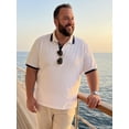 thumbnail image 4 of DARING DIVA Men's Big Tall Contrast Color Short Sleeve Button Down Polo XL White, 4 of 7