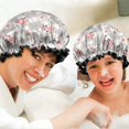 thumbnail image 6 of Shower Caps,Pioneer Flower Floral Print Pattern Waterproof Shower Cap for Women 4 Pieces,Double Reusable Hair Cover for Shower PEVA Elastic Stretch Hem, 6 of 7
