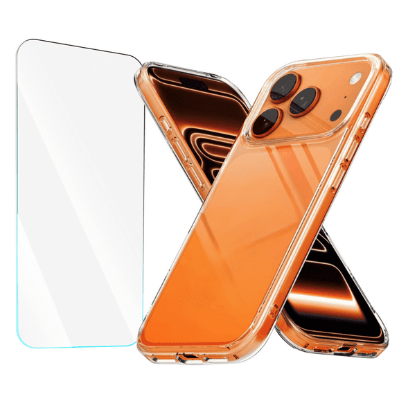 2-in-1 Case Bundle for iPhone 17 Pro, Crystal Clear Case, [Yellow Resistant] Slim Fit Shockproof with 1 Clear Screen Protectors