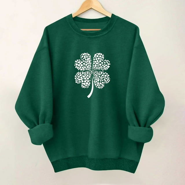 Xuyuer Women's St. Patrick's Day Green Long Sleeve Sweatshirt Funny Casual Irish Shirt
